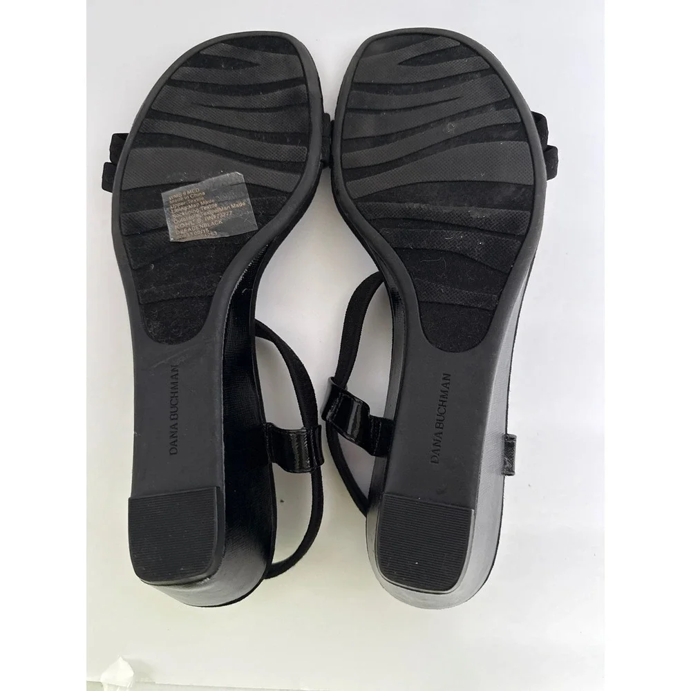 Dana Buchman 9 T-bar Blk Heel Wedge Sandals Summer Whimsigoth Office Career Y2K - Picture 11 of 12